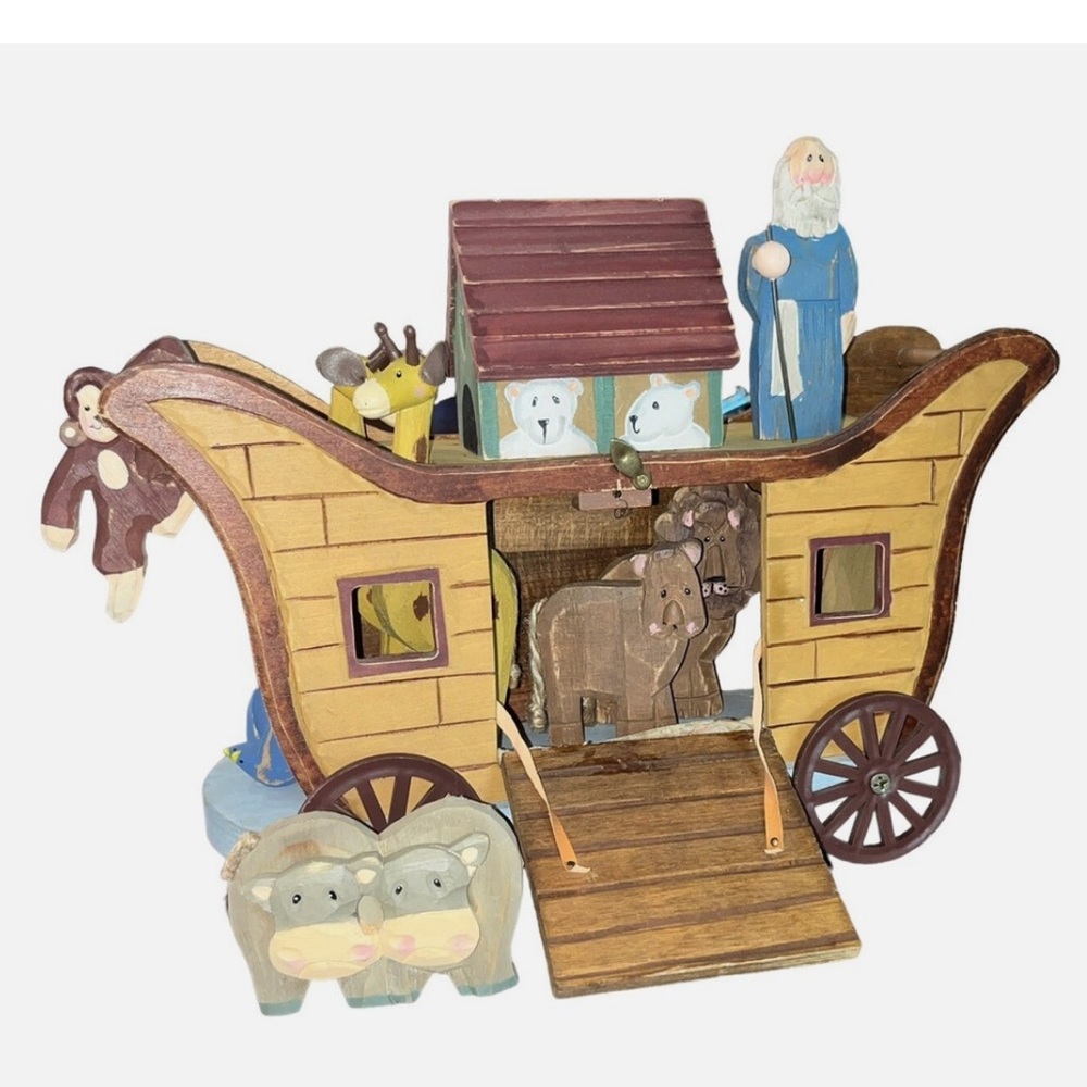 Wooden Noah's Ark Toy Set-vintage